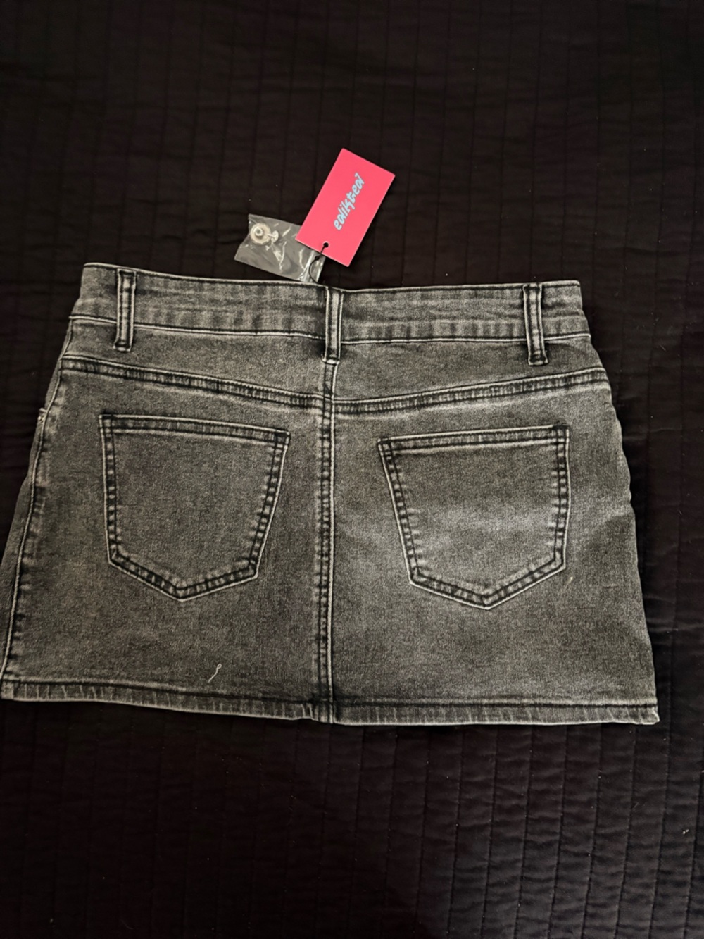 Edikted Washed Black Denim Mini Skirt - Picture 2 of 3